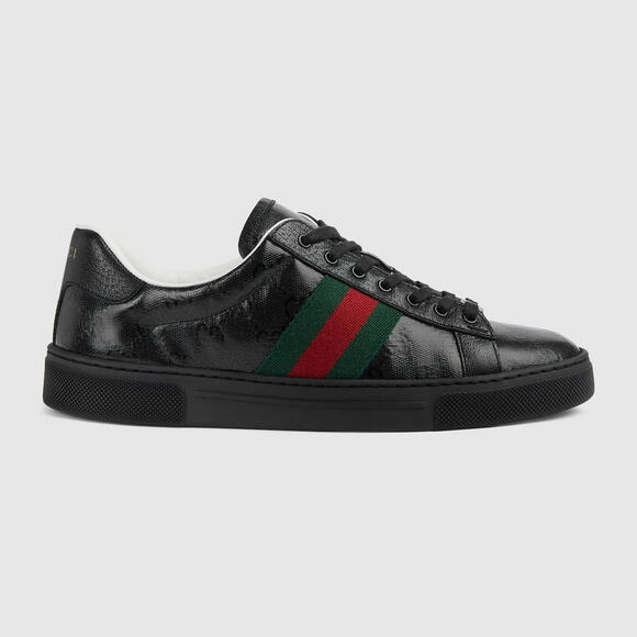 Gucci Ace Web Leather Sneakers - Picture 1 of 5